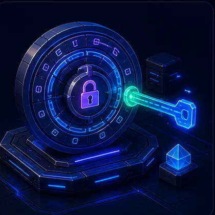 Encrypted cipher lock wheel with glowing key stream