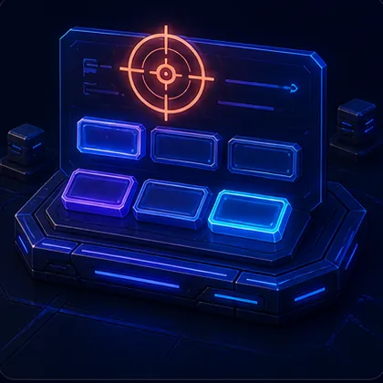 Fill-the-gap challenge board with missing glowing slots