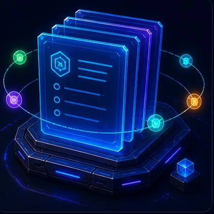 Stacked flashcards with spaced repetition orbit rings
